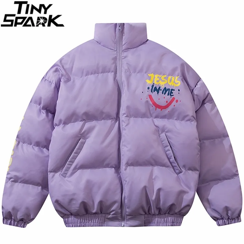 Hip Hop Übergroße Parka Jacke Männer Streetwear Graffiti Lustige Bär Druck Jacke Harajuku Baumwolle Winter Warme Gepolsterte Jacke Mantel 201204