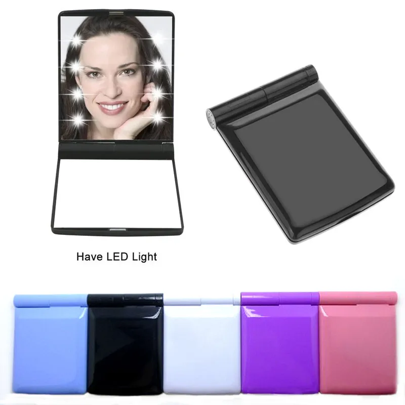 Mini Lady LED Makeup Mirror Portable Travel Compact Pocket Led Compact Spegel Kosmetisk 8 LED Spegel Folding