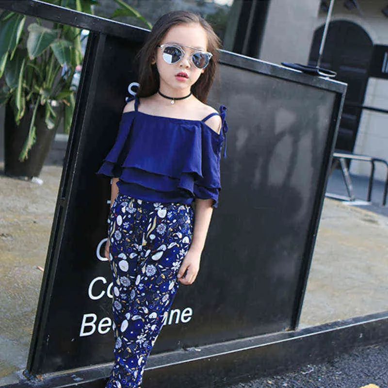 2020 Summer Off Shoulder Floral Pants Set For Teen Girls Outfit For Kids 4  14 Years G220310 From Yanqin05, $10.67