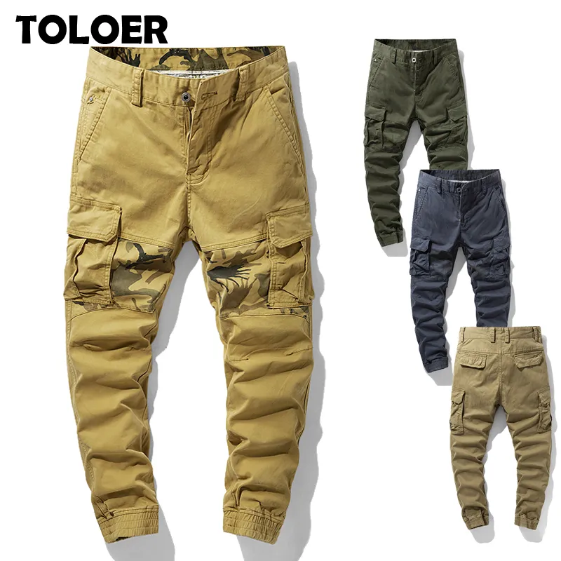 Macacões de cargas macacão macacão armamento calças táticas macho moda militar trabalho multi bolso homens slight corredores lj201007