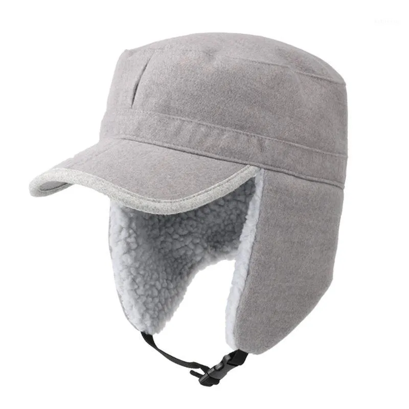 Uomo Donna Morbido pile Cappelli invernali caldi Sherpa foderati con visiera Paraorecchie antivento D0LB Cappellini da ciclismo Maschere