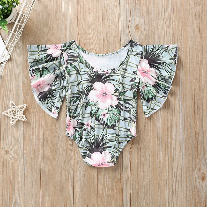 Girls Flutter Sleeves Rompers+Skirts Outfits Summer 2020 Kids Clothes for Boutique 0-4T Girls Onesies Skirts Set Fashion