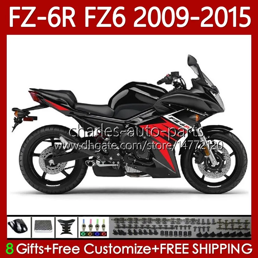 MOTO Corpo Per YAMAHA FZ6 FZ 6 R N 600 6R 6N FZ-6N 09-15 Carrozzeria 103No.20 FZ600 FZ6R FZ-6R 09 10 11 12 13 14 15 FZ6N 2009 2010 2011 2012 2013 2014 2015 OEM Carene nere rosse