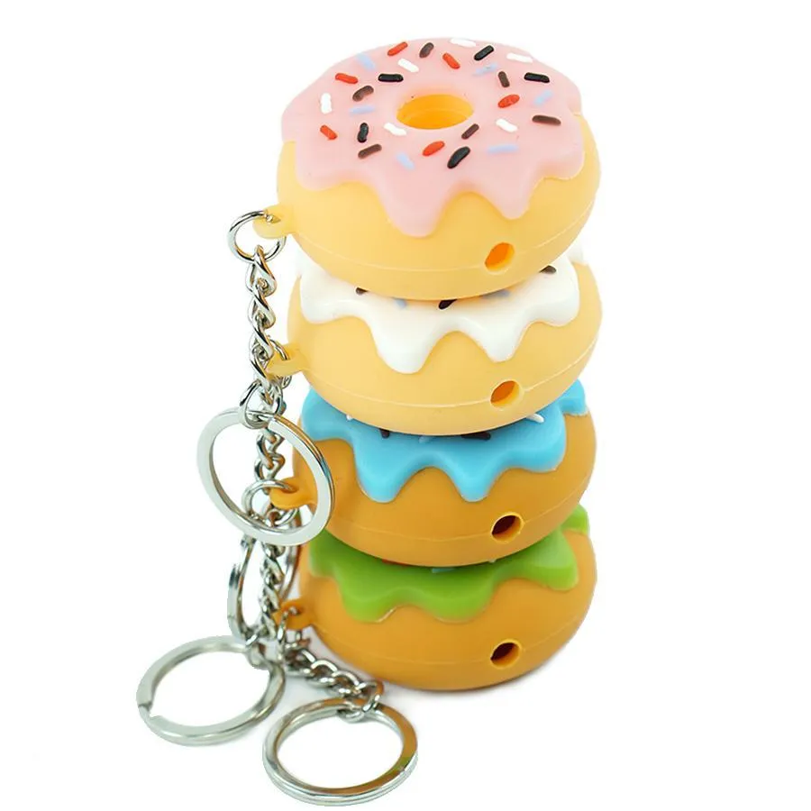 2022 Nieuwe Donut Stijl Hand Pijp Siliconen Kleine Oliebrander Pijpen Handcraft Lepel Pyrex Roken met Sleutelhanger en Glas Kom Groothandel