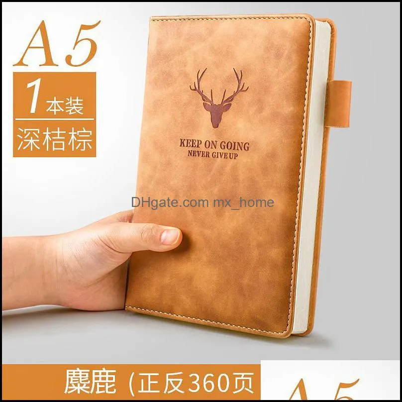 Notepads A5 Retro Notebook Ultra-thick Thickened Notepad Business Soft Leather Work Meeting Record Book Diary Sketchbook Students