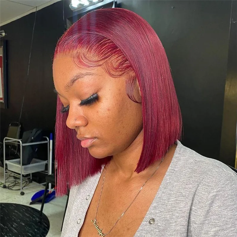 Burgundy short hair shop wigs