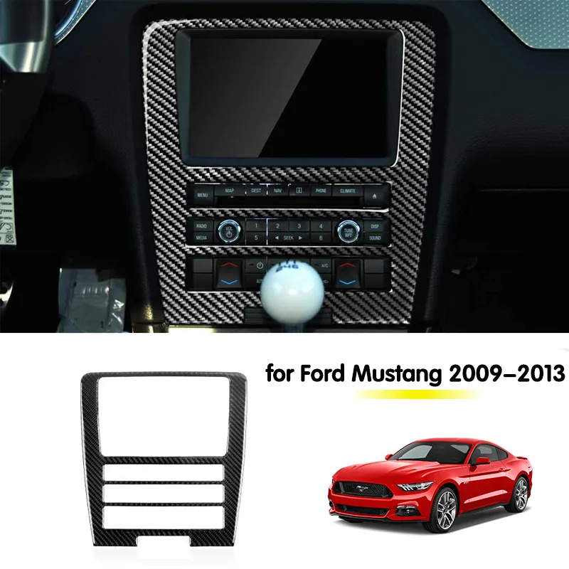 Center Console Navigatiekader Airconditioner Groot scherm Koolstofvezel voor Ford Mustang 2009-2013 Interieuraccessoires