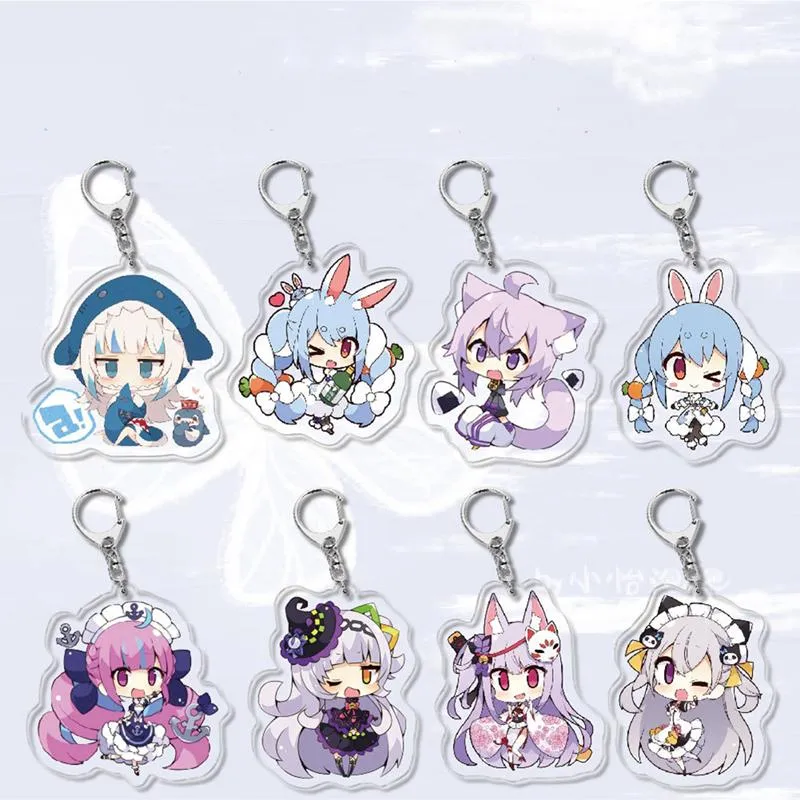 Porte-clés Kawaii Vtuber Hololive Gawr Gura Anime porte-clés acrylique porte-clés pendentif accessoires aux Fans anniversaire cadeau de noël