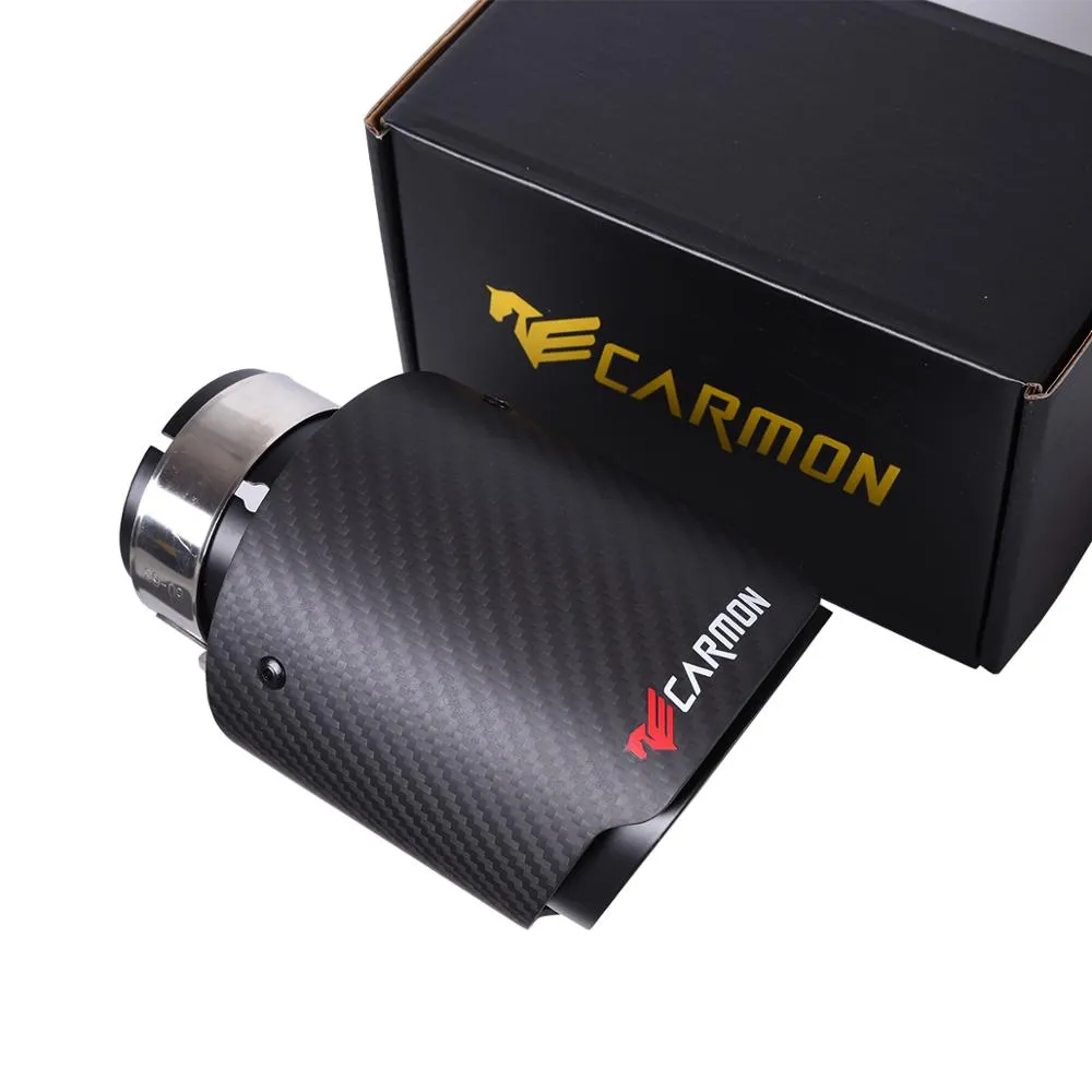 Carmon Car Universal Black Stainless Steel Matte Carbon Fiber Exhaust