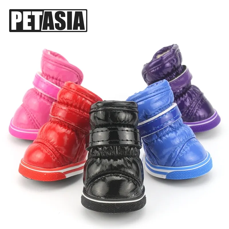 Winter Pet Dog Shoes Super Toper 4PCS / комплект Ботинки собаки хлопчатобумажные противоскользящие 2XL туфли для небольшого домашнего животного продукта чихуахуа водонепроницаемый 201028