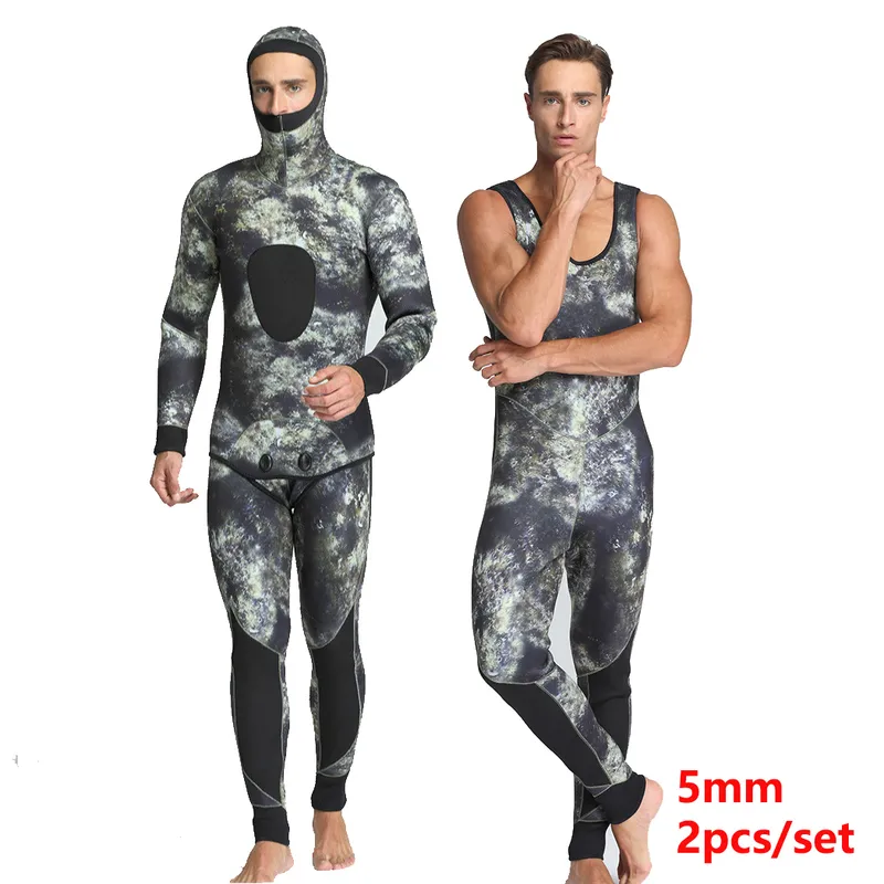 Camouflage Swimming Wetsuit Mens Set For Men 5mm Thickness, Ideal For  Spearfishing, Fishing, And Diving Includes Two Chloroprene Dippers Style  220301 From Kua09, $127.8