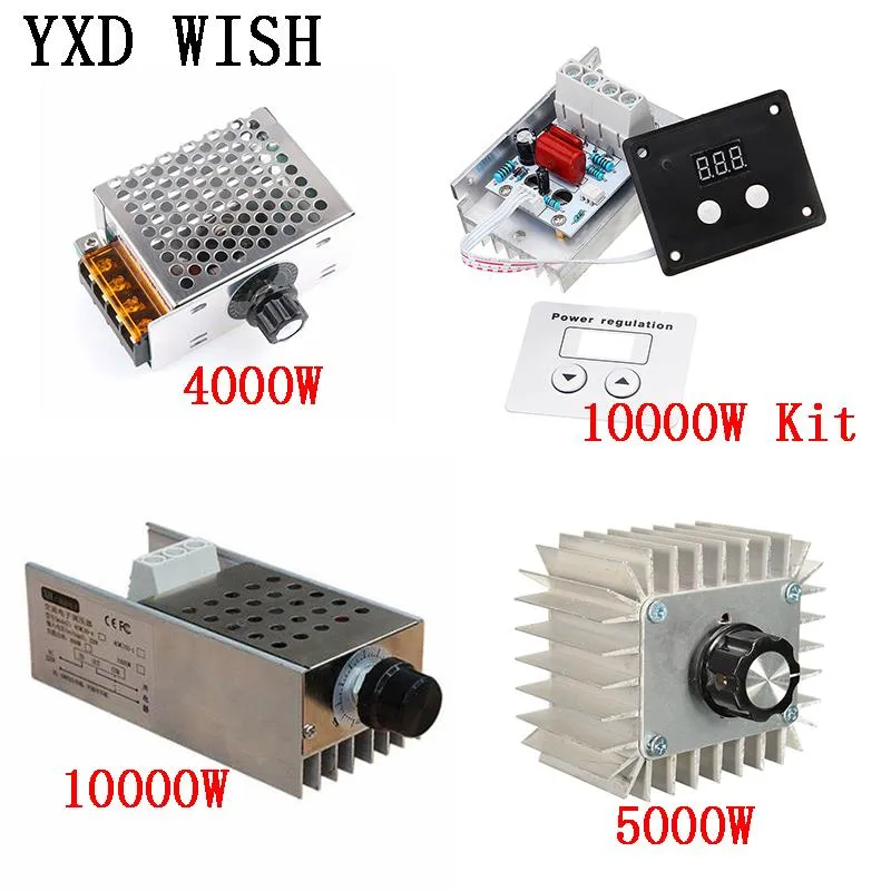 AC 220V 4000W / 5000W / 10000W SCR-spänningsregulatordämpning LED Dimmer Motor Speed ​​Controller Termostatdimer 220 V Strömförsörjning