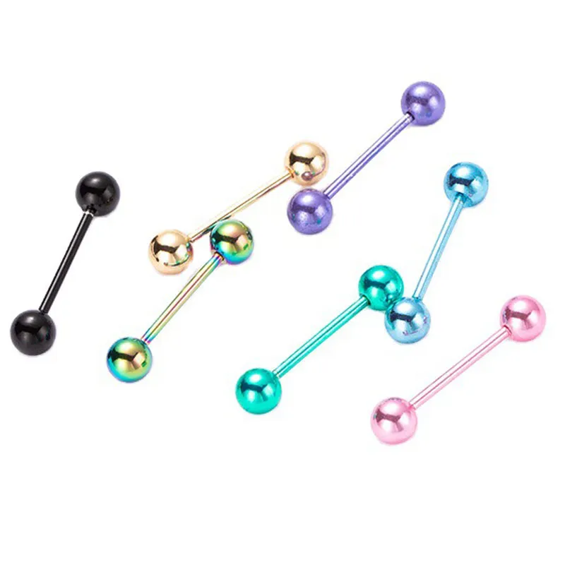 Barbell Body Piercing Jewelry Tongue Bar Stainless Steel Nipple Bars Ring Labret Lip Piercing Jewellery for Men Women
