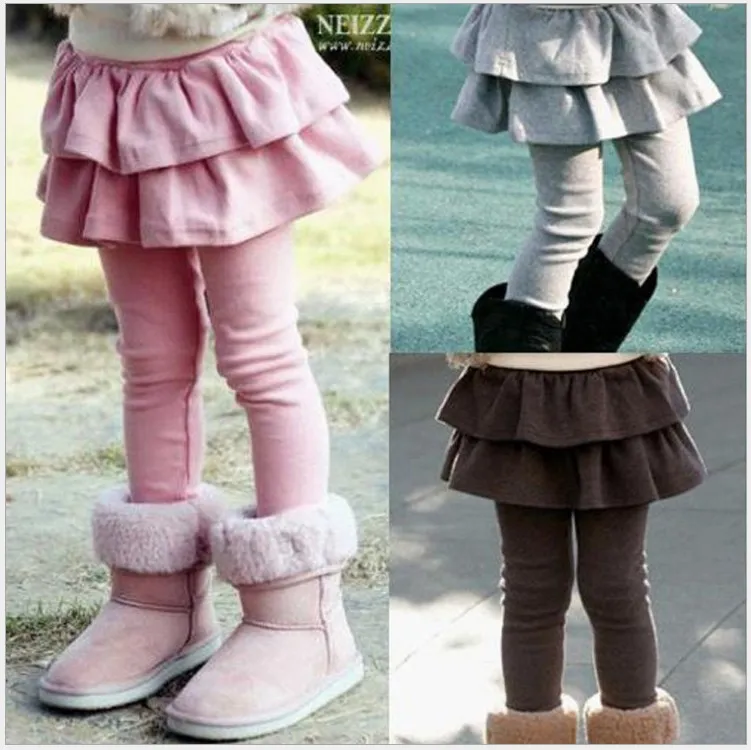 Jesień Zima Dziewczyny Legginsy Spodnie PantsKirt Dzieci Zagęścić Ciepłe Spodnie Baby Girl Pantkirts Kids Legginsy Pantskirt