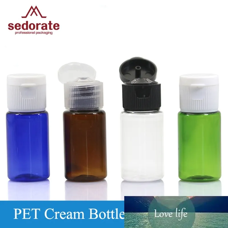 Sednować 50 sztuk / partia 10ml butelka zwierząt domowych do śruby kosmetycznej Flip Cap Bottle Bottle Makeup Containers Butelki perfumowe JX017