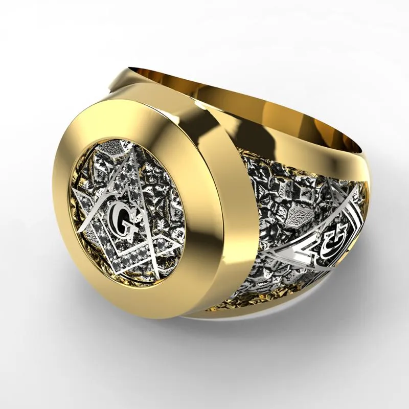 Klusterringar Mode Rostfritt Stål Masonic Ring Inlagda Rhinestone Freemason Symbol G Templar Freemasonry