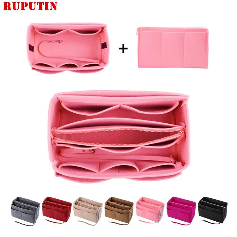 Womens Makeup Organizer Felt Cloth Insert Bag Multi-functional Travel Cosmetic Bag Girl Storage Toiletry Liner Bags