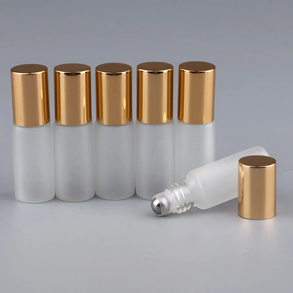 6x 5ml Empty Polished Glass Roller Bottle Roll On Cosmetic Perfume Container