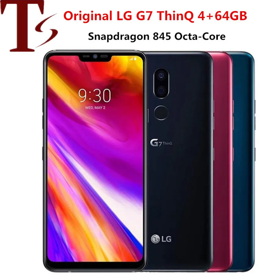 Оригинальный LG G7 ThinQ Phones 64GB ROM 4G RAM Разблокированная LTE Android Dual/SIMP SNAPDRAGON 845 OCTA CORE 6,1 "Двойной 16 -мегапиксельный отремонтированный телефон 1 шт.