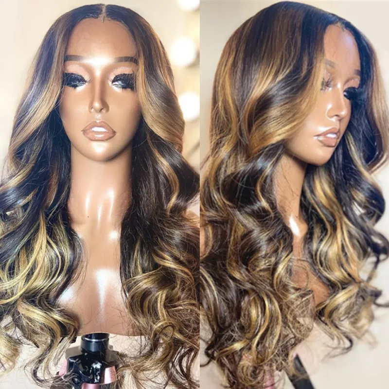 Two Tone Ombre Highlight Lace Front Wigs 180% Density 26  display picture 2