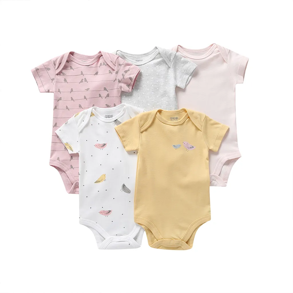 baby girl bodysuit short sleeve cotton 2019 summer newborn boy body clothes unsiex new born clothing suit love print 5pcs/set