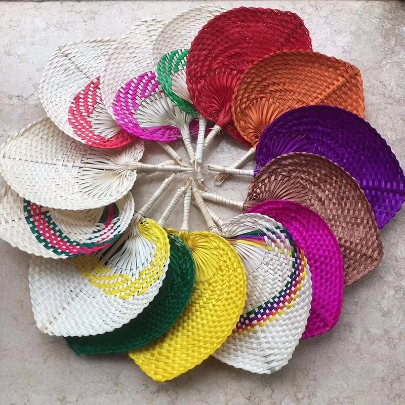 Colorful Woven Straw Bamboo Hand Fan Favor Party Baby Environmental Protection Mosquito Repellent Fans For Summer Creative Gift