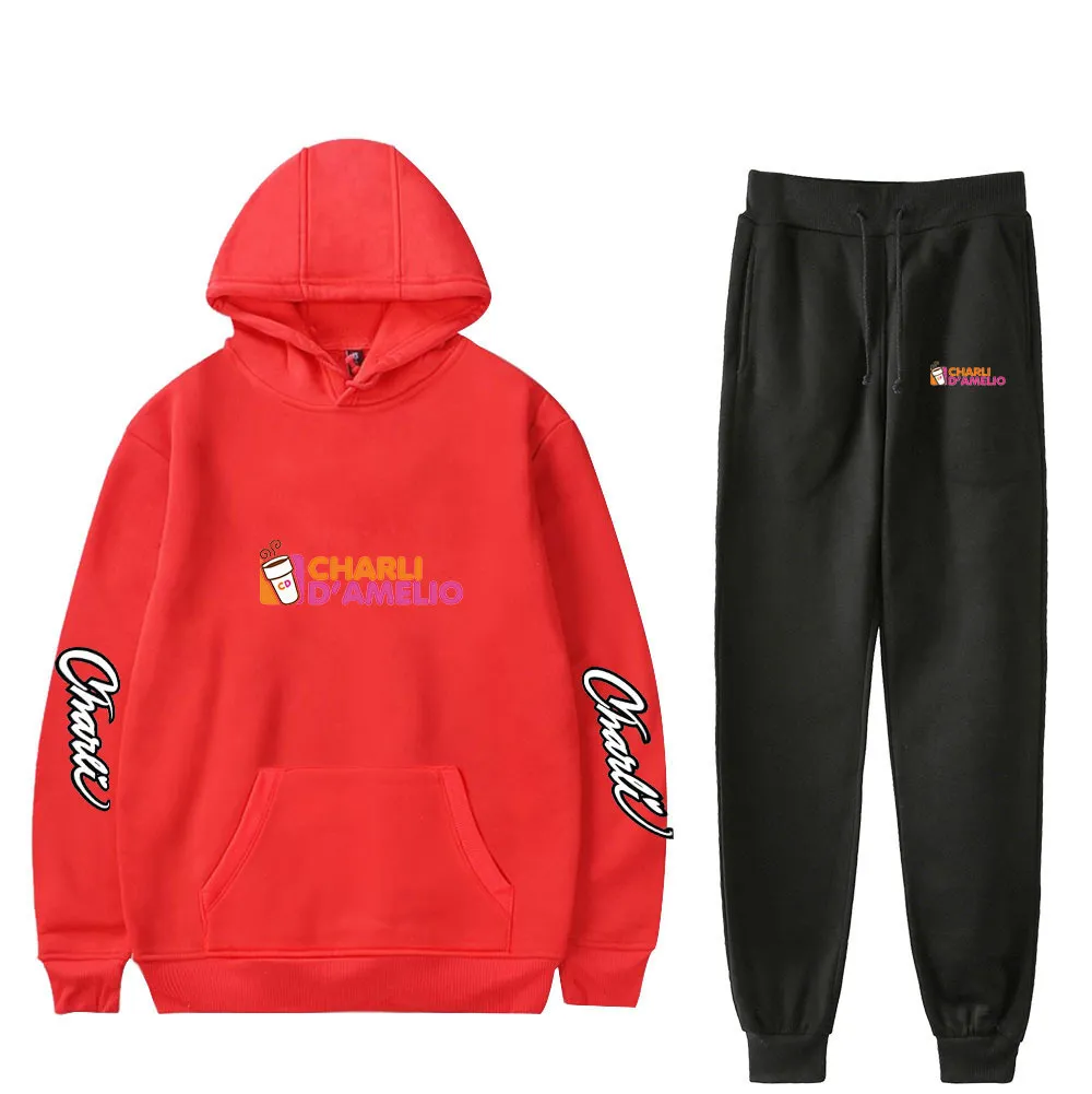 Charli Damelio Merch Hoodie Sweatshirt Sweatpants Suit charlie damelio Shirt Trousers Sets Unisex Clothes Bottom Pullover Top X0923
