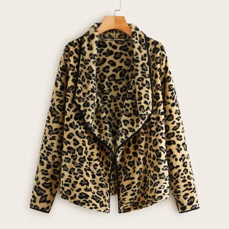 abrigos mujer invierno 2020 cappotto di inverno delle donne Del Leopardo Della Peluche Allentato Collare Irregolare Cappotto di Lana Giacca chaqueta mujer ropa