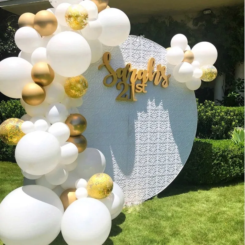 116pcs Set Matte white Gold Metallic balloons garland arch kit baby Shower wedding birthday party Chrome Balloon Decoration kids F2501