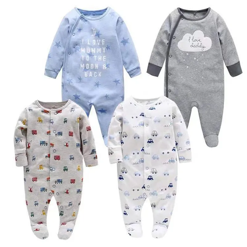 Newborn Baby Boys Girls Sleepers Pajamas Babies Jumpsuits 2 PCS/lot Infant Long Sleeve 0 3 6 9 12 Months Clothes LJ200827