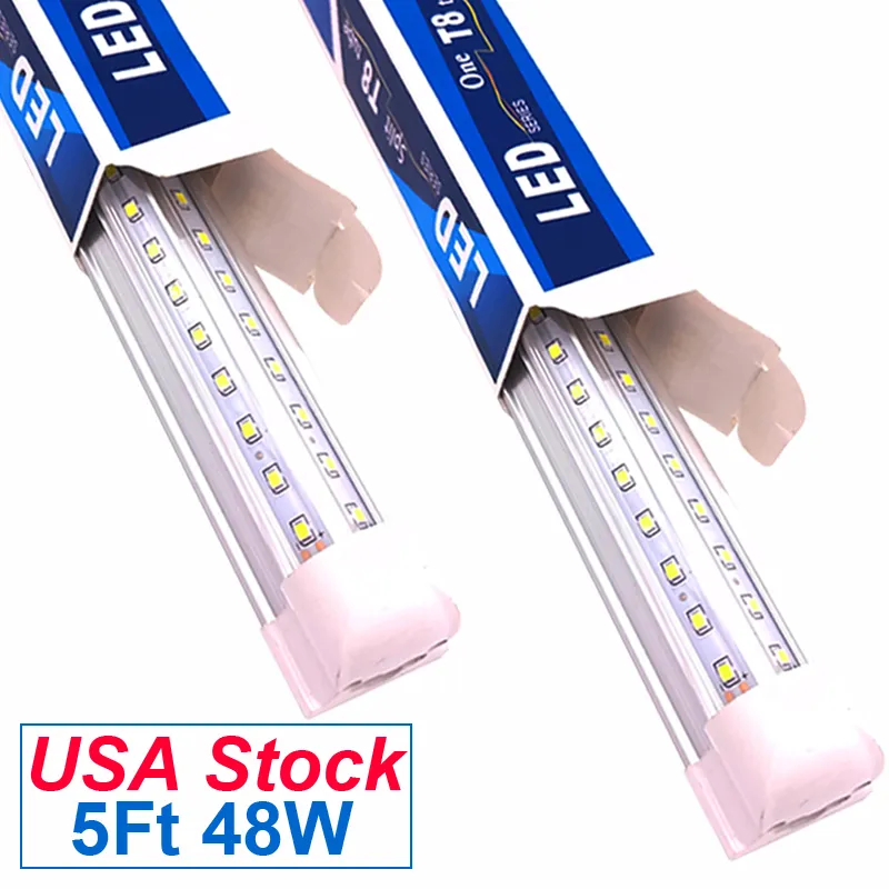 LED Shop Light 5Ft 5 Feet , 45 48 Watt 5 Foot Tube Lamp , 60 Inch Linkable Bulbs for Garage, Warehouse, V Shape, 5' Cooler Lights ,4500LM 4800LM Integrated Direct Wired