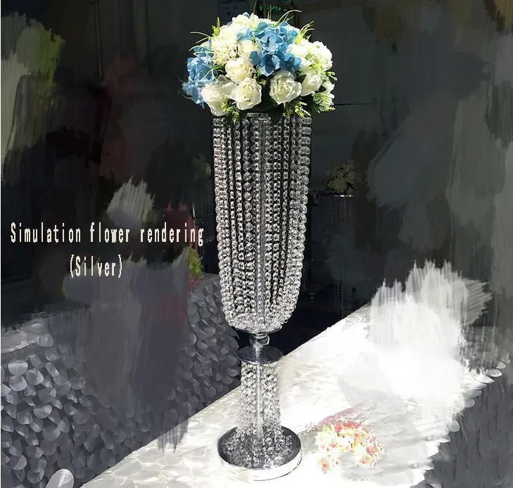  10 Pcs 19.3 inches Tall Crystal Flower Stand Wedding Road Lead  Tall Flower Holders Centerpiece Crystal Flower Chandelier Metal Flower Vase  for Reception Tables Wedding Supplies : Home & Kitchen