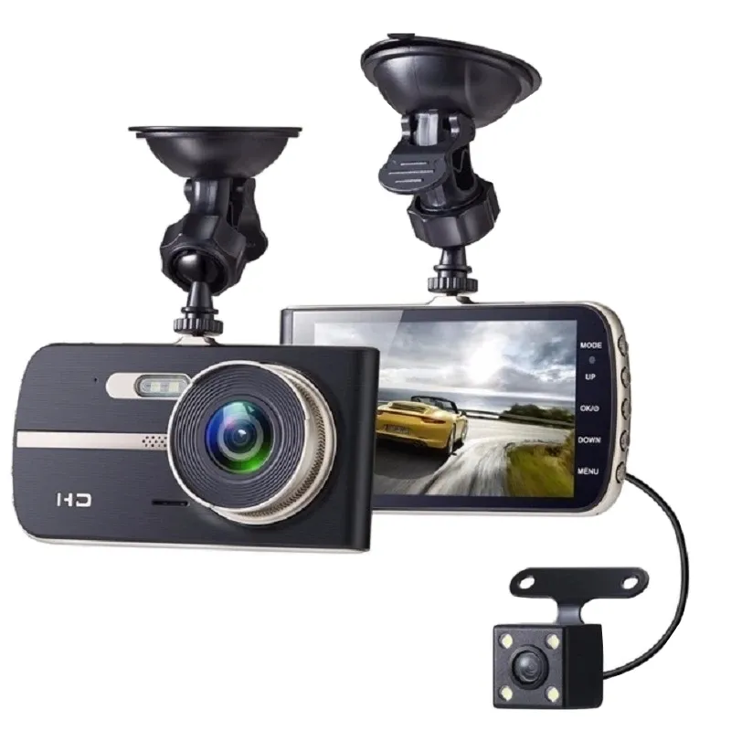 FHD 1080P Araba DVR Blackbox Dash Camera Sürüş Video Kaydedici 4 "IPS Ekran 6G lens 2CH 170 ﾰ+ 120 ﾰ Gece Görüşü G-Sensörünü Görüntüle
