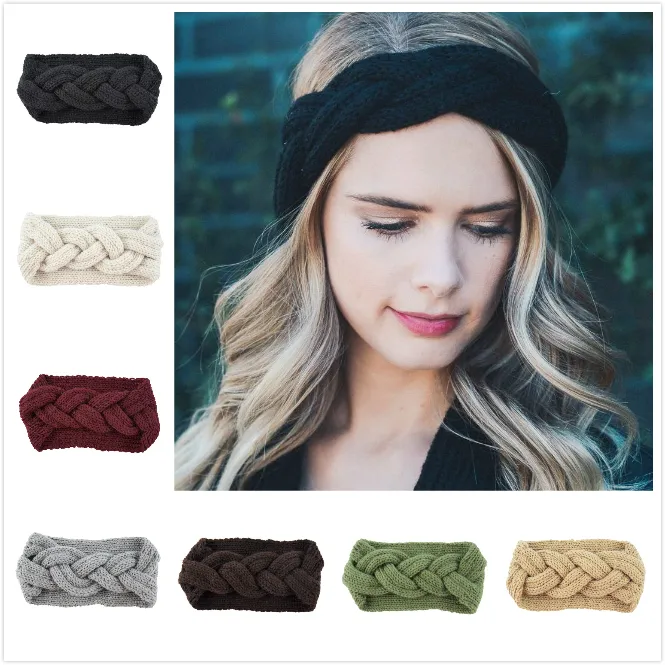 Moda feminina, crochê, forma de corda de cânhamo, turbante, malha, envoltório, faixa de cabelo, inverno, orelha, mais quente, faixa de cabelo, para meninas, acessórios de cabelo