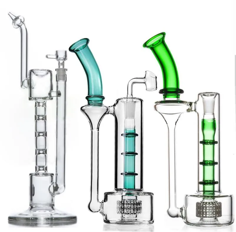 Bong en verre de téléphone classique avec narguilé fait à la main épaisseur claire base vapeur tuyau d'eau narguilé bangs vert