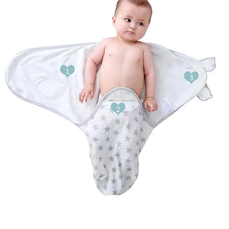 담요 Swaddling Baby Sleeping Bag Born Envelope Cocoon Wrap Swaddle Soft 100% Cotton 0-6 개월 수면 담요