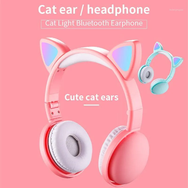 Carino LED gatto orecchio rumore cancellazione di cuffie Bluetooth 5.0 Auricolare musicale pieghevole con microfoni per bambini Girl Gifts1