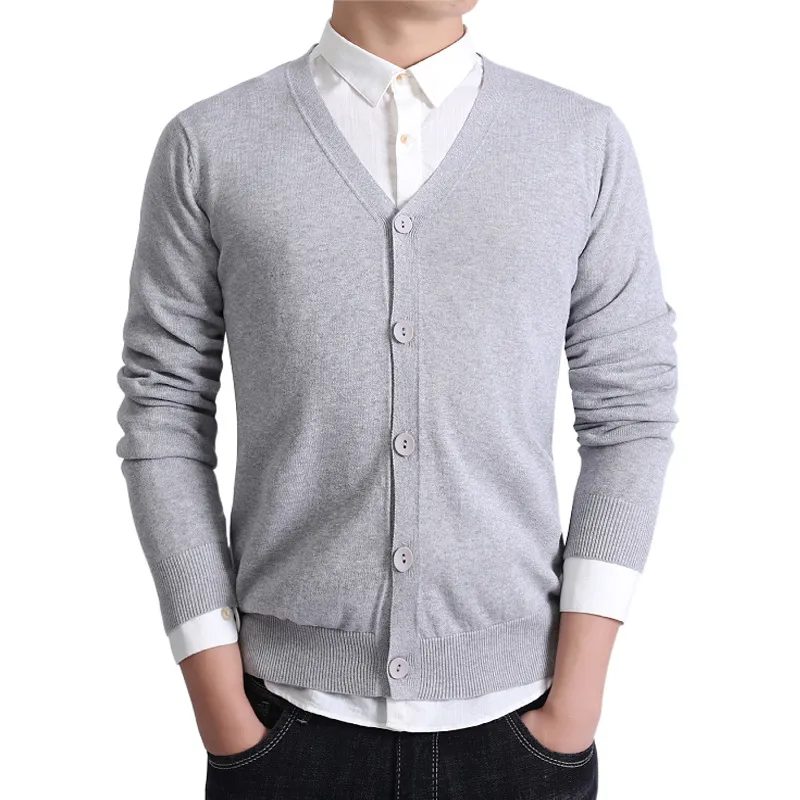 Automne et hiver Pure Cotton Version coréenne Pour fond en V Col V Hommes Vêtements pour hommes Cardigan pour hommes