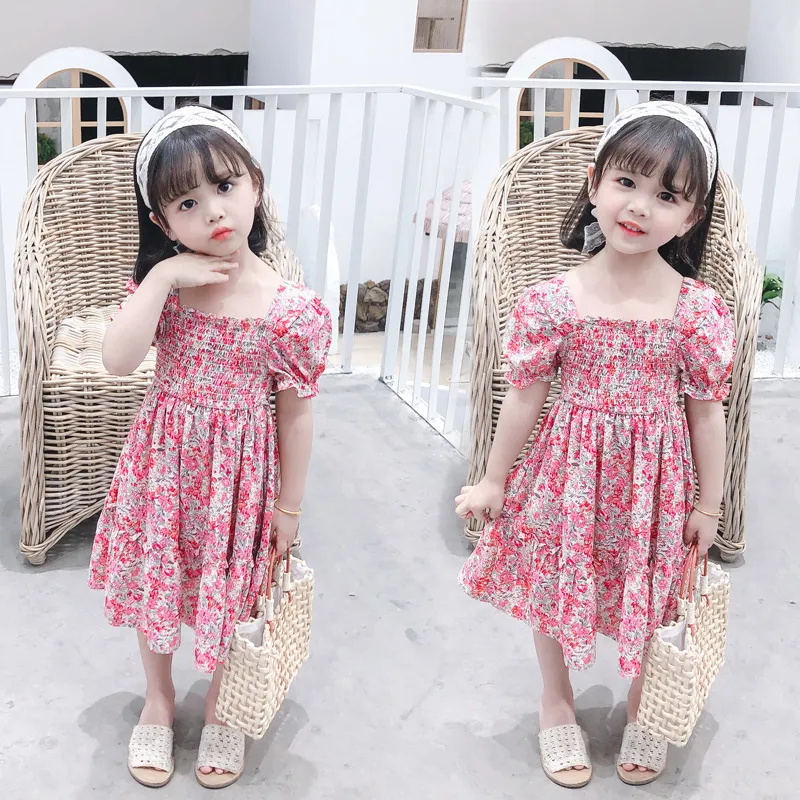 Summer Casual Kids Dresses For Girls Lace Flower Dress Baby Girl Children Party Floral Clothing Princess Skirt 20220305 H1