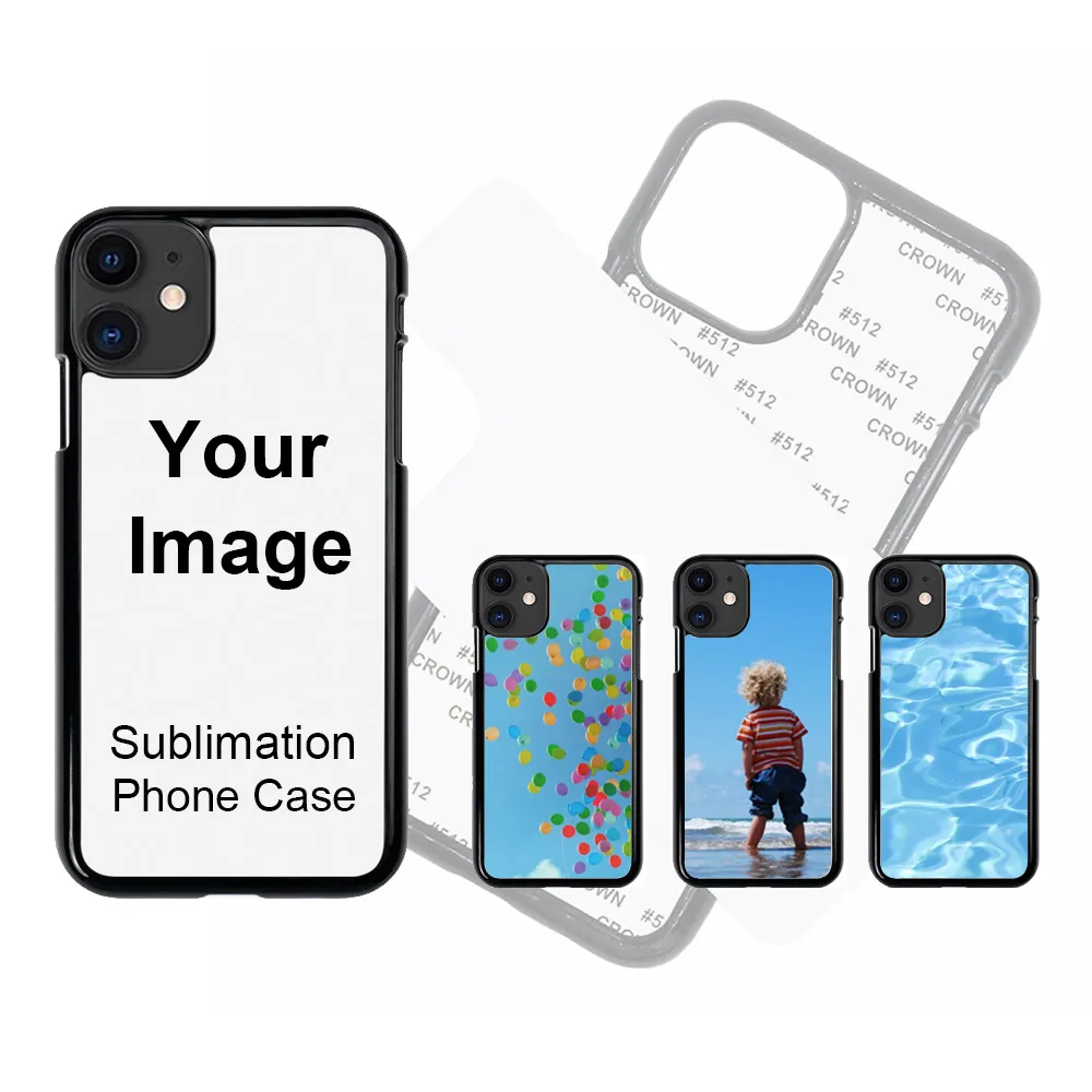 Étuis de sublimation 2D vierges en plastique dur pour iPhone 14 13 12 11 Pro x xr xs max avec inserts en aluminium