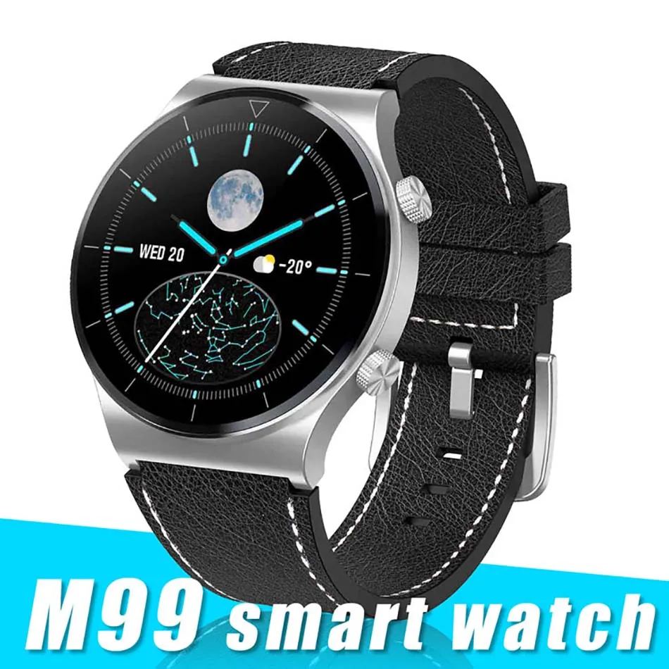 M99 Reloj inteligente IPS Pantalla colorida Reloj Relojes deportivos Llamada Bluetooth Monitor de presión arterial Frecuencia cardíaca IP67 Reloj inteligente resistente al agua en caja