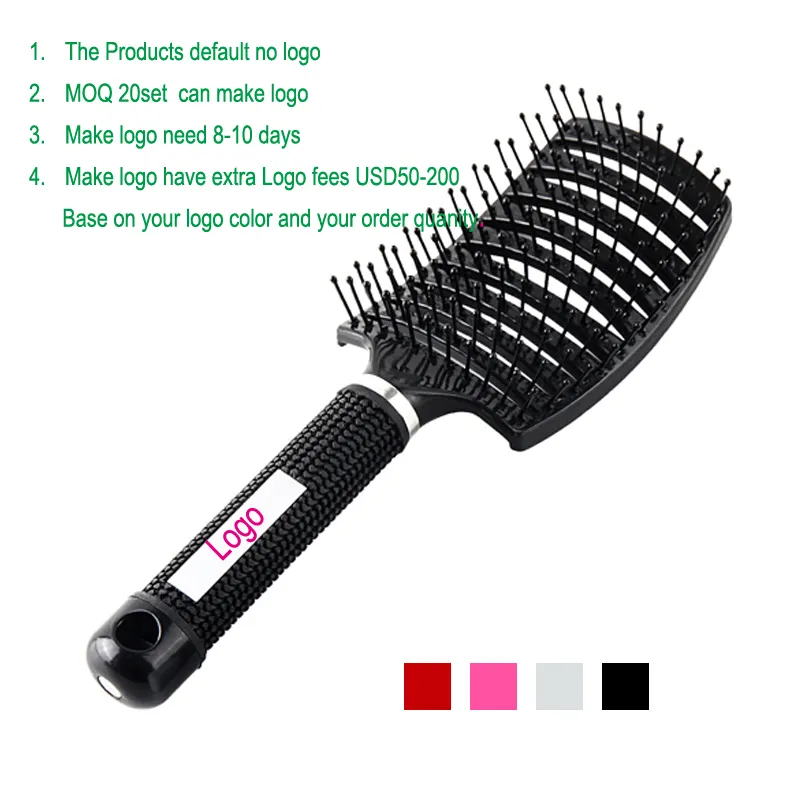 Professionelle Anti-Statik Haarbürste Gebogen – Für Volumen, Locken & Kopfhaut-Massage