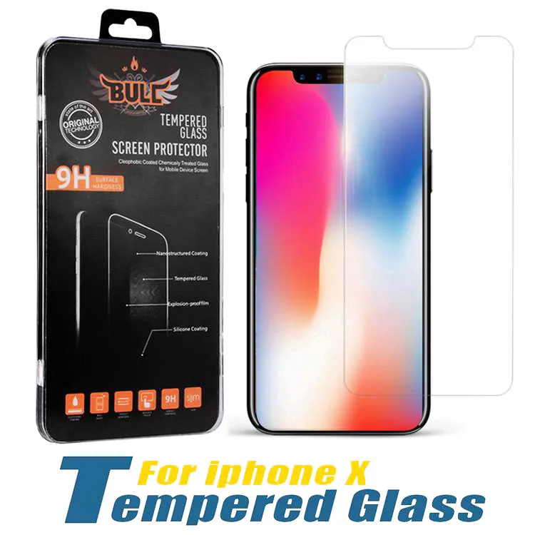 iPhoneのスクリーンプロテクター14 13 12 Pro Max XR XS 6S 8 Plus Samsung A33 5G A71 LG Stylo 6 Tempered Glass Films 1 Pack in Retail Box