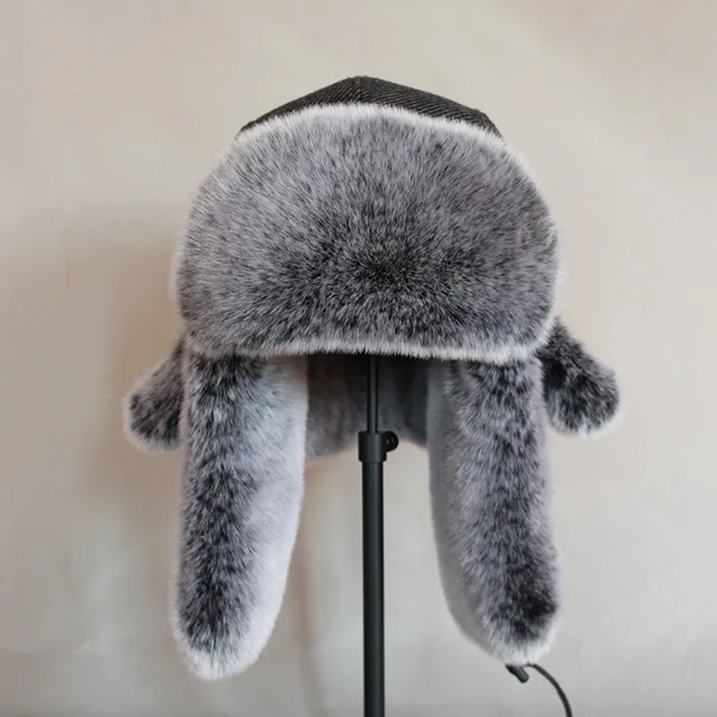 Kapelusze mężczyźni kobiety rosyjski zimowy kapelusz bombowy Ushanka z klapami ucha Faux Fur Trapper Hat Earflaps ciepła czapka na śnieg Y200110