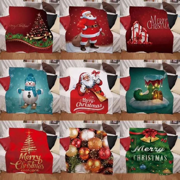 Christmas Blanket Santa Clause Designs Mats Digital Printing Winter Thickening Mat Double Layers Throw Blankets Textiles Accessories LSK2027