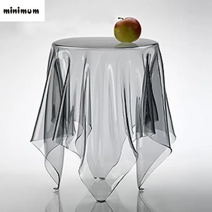 Ultra-fino transparente PVC plástico à prova d 'água macia de vidro redondo pano flacging pvc pano de pano mesa de jantar de cristal fundo lj201223