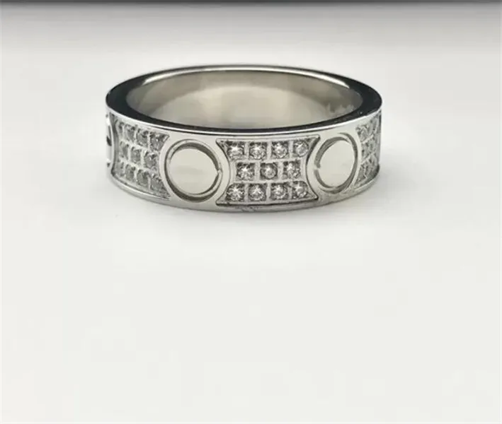 Mode smycken full diamant titanium stål silver kärlek ring män och kvinnor rosguldringar för älskare par smycken gåva241d