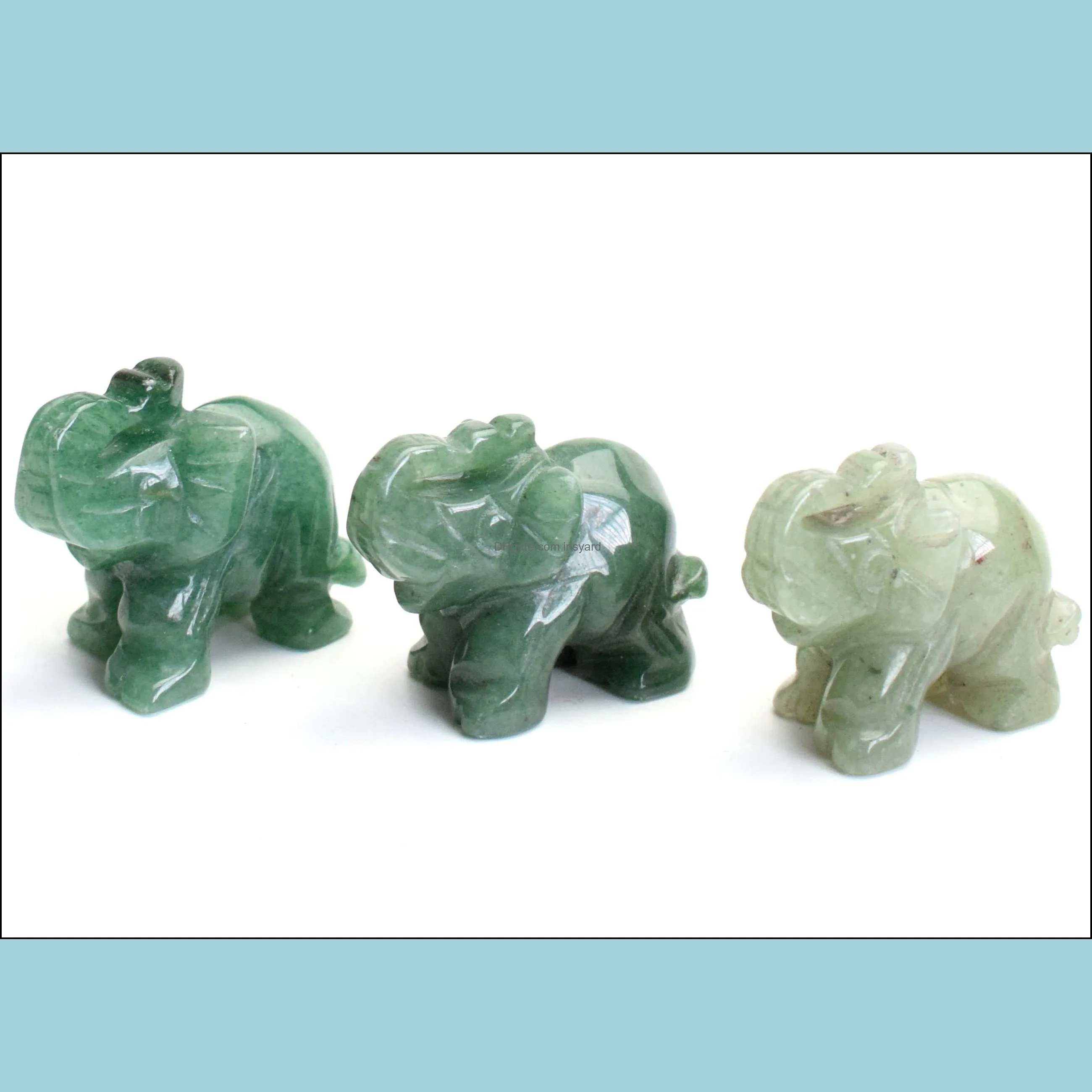 1.5 INCHES Small Size Elephant Statue Crafts Natural Chakra Stone Carved Crystal Reiki Healing Animal Figurine 1pcs