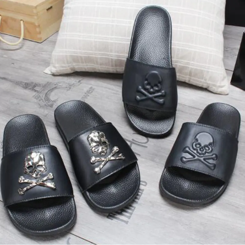 COOLSA Women s Summer Black Skull Slippers Black Soft Bottom With Beach Flip Flops Home Bathroom Slip Ladies Slipper Sandals X1020
