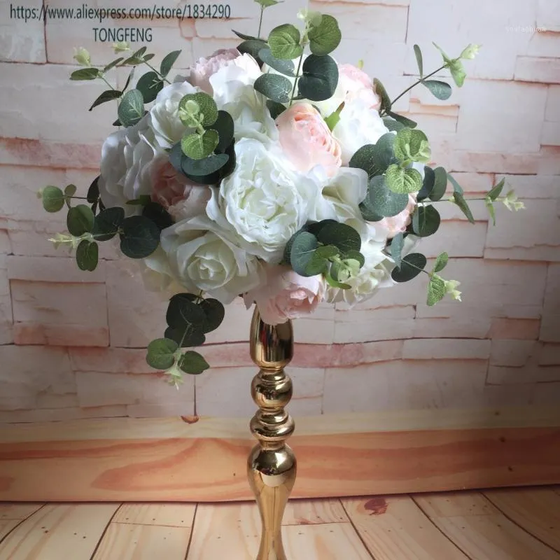 Decorative Flowers & Wreaths 30CM 10pcs/lot Wedding Flower Wall Artificial Silk Rose Table Centerpiece Balls TONGFENG1